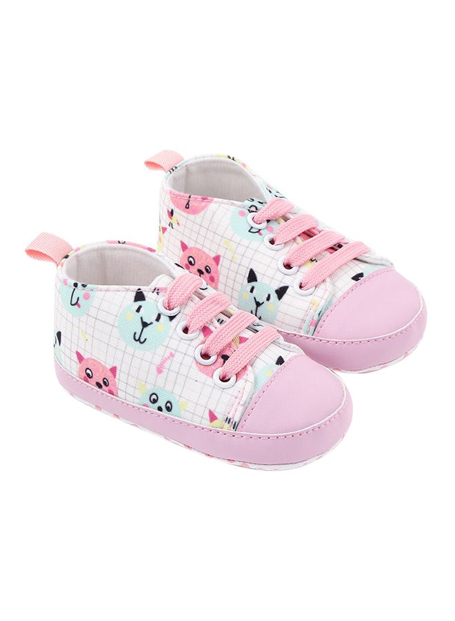 Kitty Printed Lace Up Shoes Pink