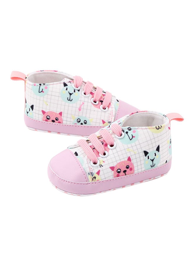 Kitty Printed Lace Up Shoes Pink