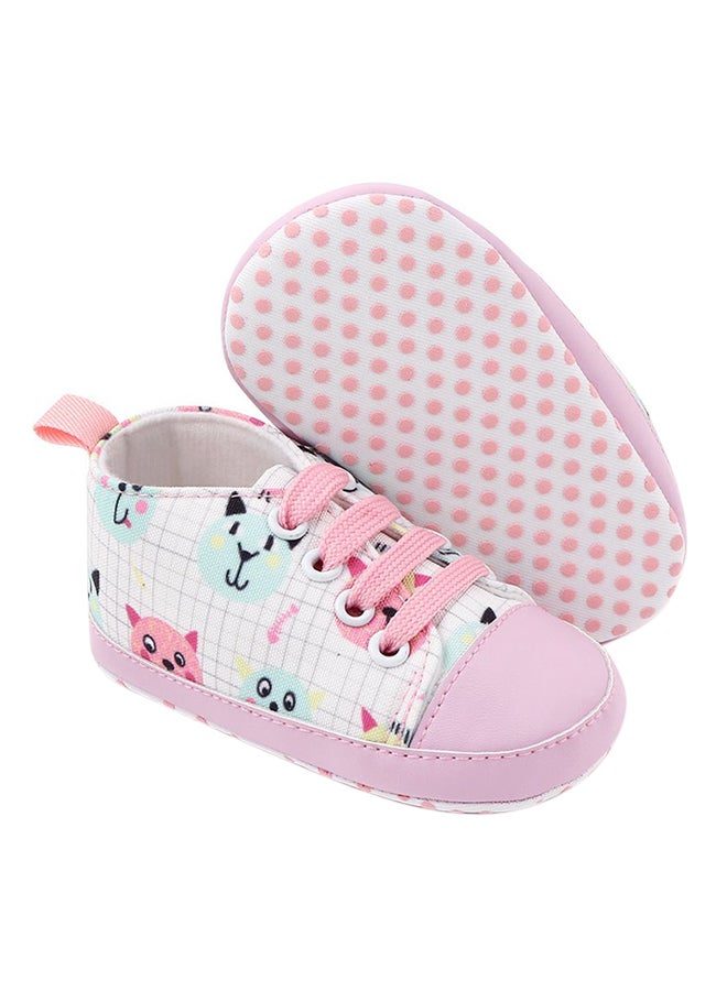 Kitty Printed Lace Up Shoes Pink