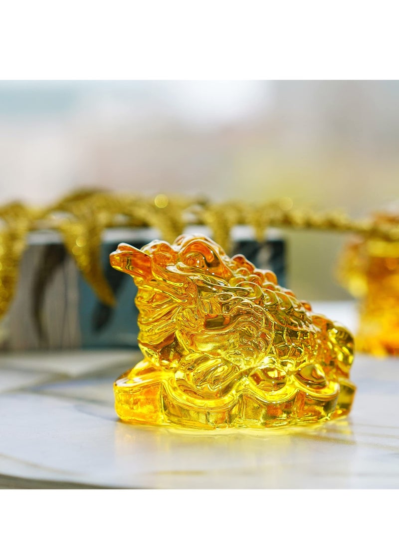 2.4inch Crystal Glass Golden Toad Figurine,Bring Wealth and Prosperity for Feng Shui, Home, and Office Decor,Lucky Gift