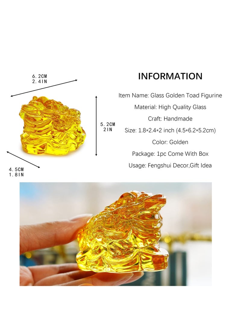 2.4inch Crystal Glass Golden Toad Figurine,Bring Wealth and Prosperity for Feng Shui, Home, and Office Decor,Lucky Gift