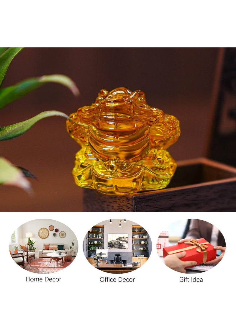 2.4inch Crystal Glass Golden Toad Figurine,Bring Wealth and Prosperity for Feng Shui, Home, and Office Decor,Lucky Gift