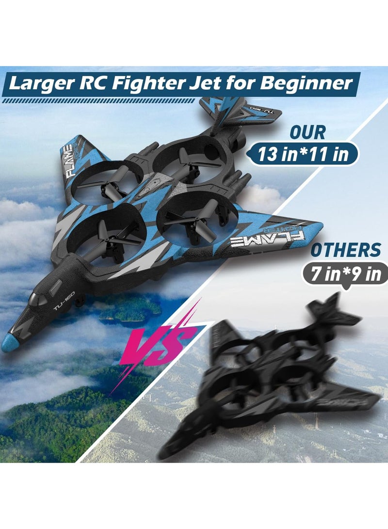 Remote Control Drone for Kids Gesture RC Stealth Raptor Airplane Quadcopter Fighter Jet with Light Spray 360° Flip Beginner Big Plane Toy Boys 2 Batteries 984FT