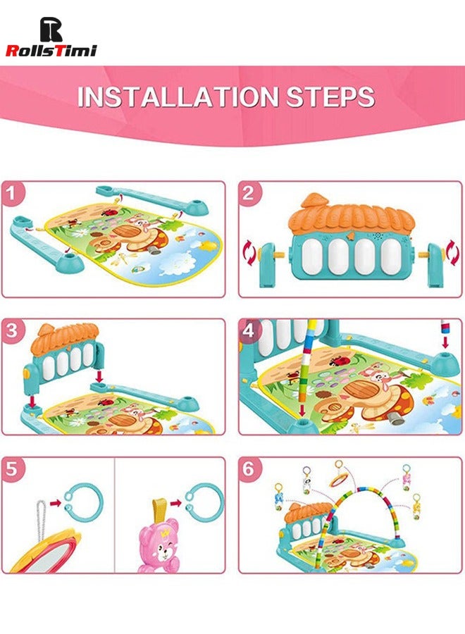 Baby Play Gym Kick and Play Mat Newborn Activity Gym Play & Play 3 in 1 Fitness Music and Lights Fun Piano