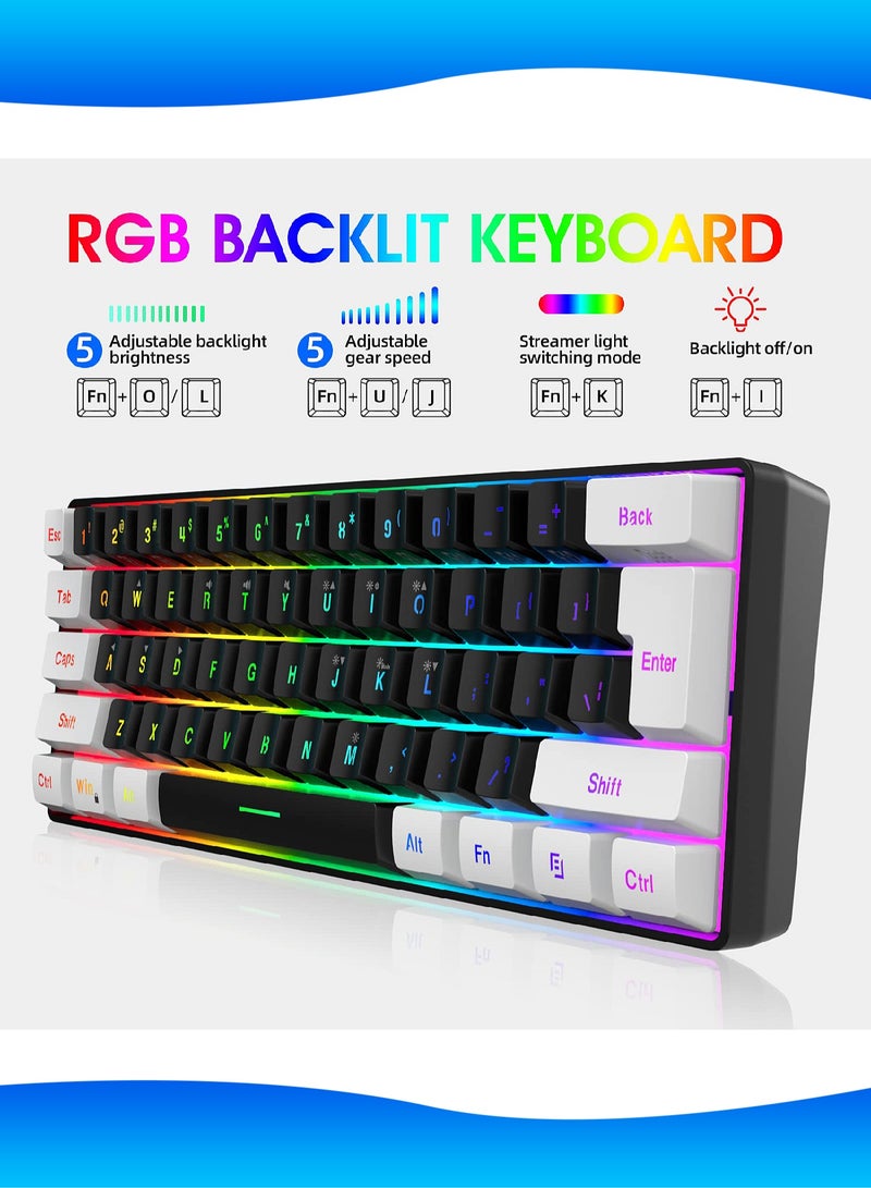 61-Key Membrane Keyboard - Wired Mini Keyboard - Gaming Keyboard and Office Keyboard - RGB Light - Computer Keyboard