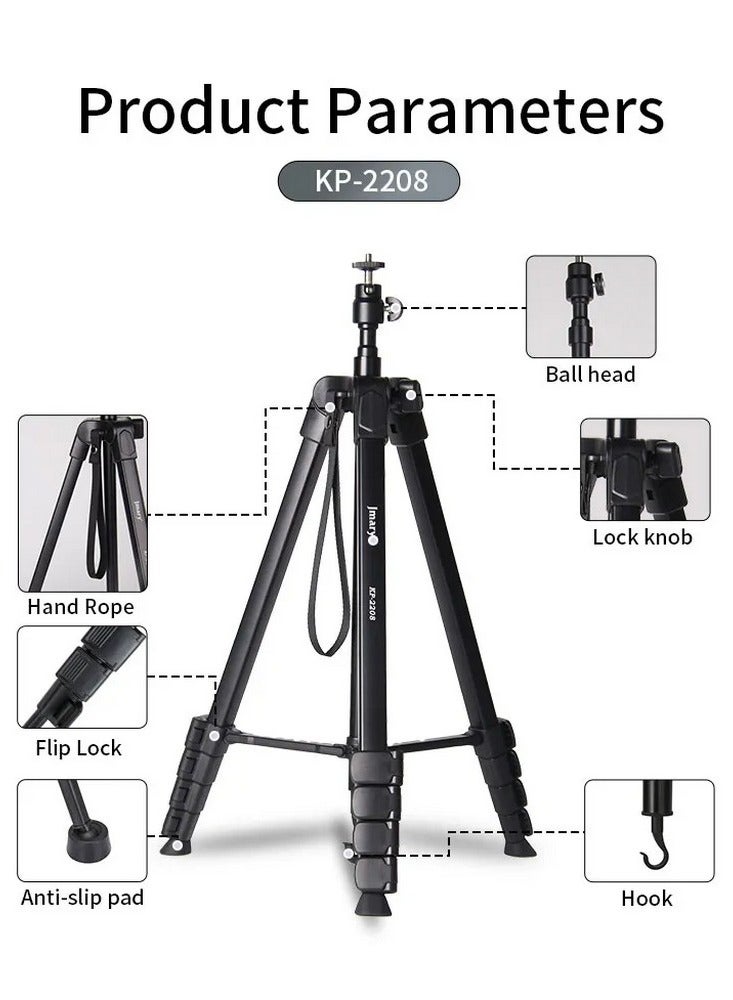 Jmary KP-2208 Multi-Functional Aluminum Tripod for Cameras & Mobile Phone - Black