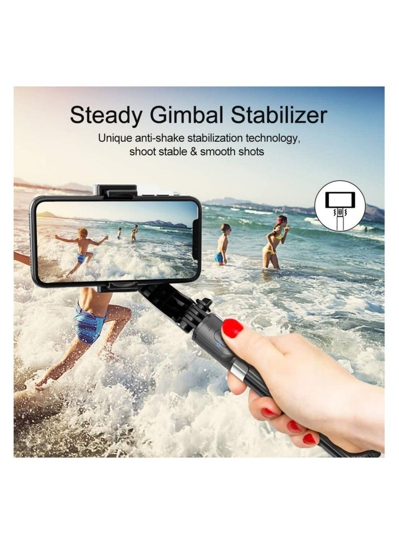 Selfie Stick Gimbal Stabilizer, UPXON 360° Rotation Tripod with Wireless Remote, Portable Phone Holder, Auto Balance 1-Axis Gimbal for Smartphones Tiktok Vlog