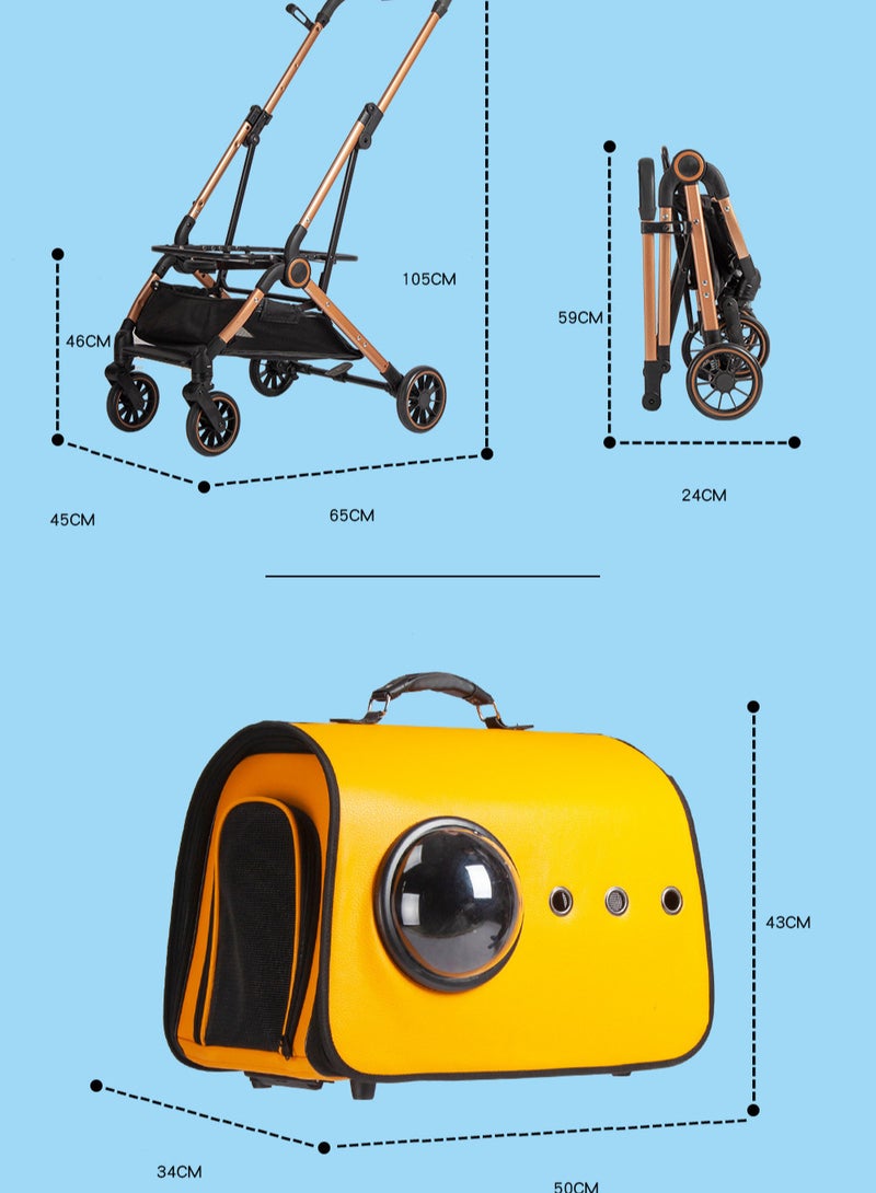 Lightweight foldable pet stroller, suitable for dogs and cats when going out