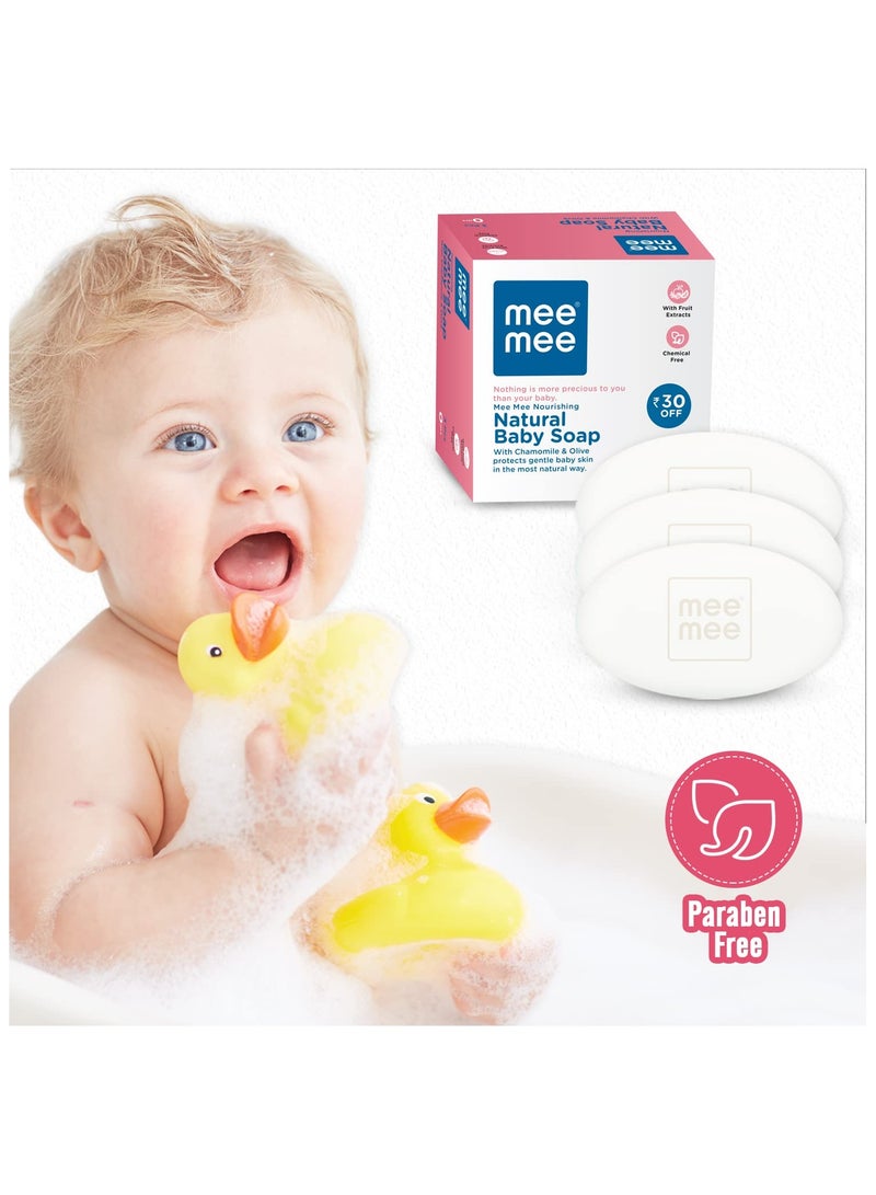 Mee Mee Gentle Baby Soap Infused with Chamomile OliveAlmond Oiland Milk Extracts Dermatologist Tested for Soft Baby Skin Tear-Free Formula Paraben Free 75g Pack of 3