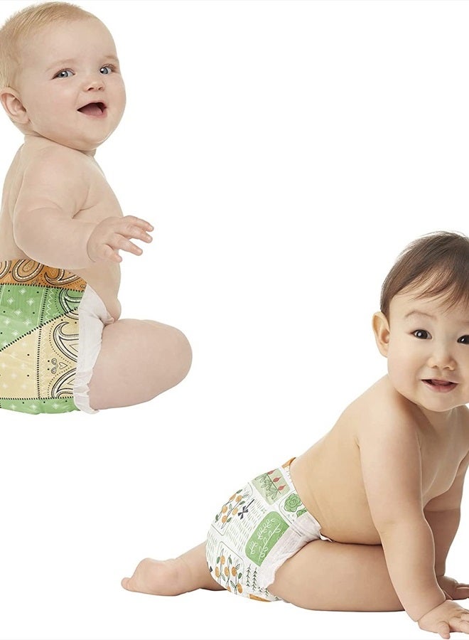 Clean Conscious Diapers | Plant-Based, Sustainable | Color Me Paisley + Grow Together | Club Box, Size 6 (35+ lbs), 44 Count