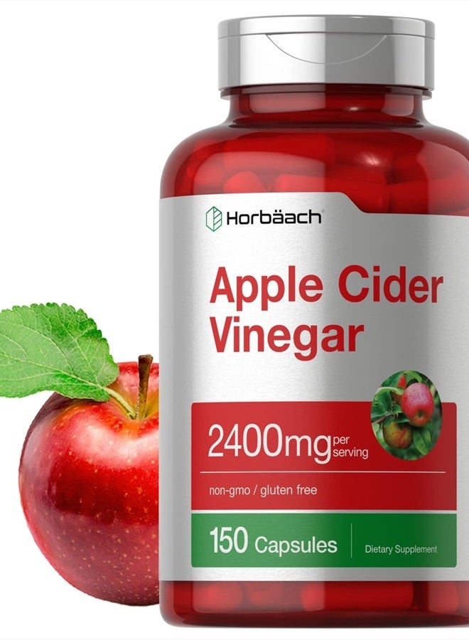 Apple Cider Vinegar Capsules 2400 Mg 150 Count Nongmo Gluten Free Supplement By Horbaach