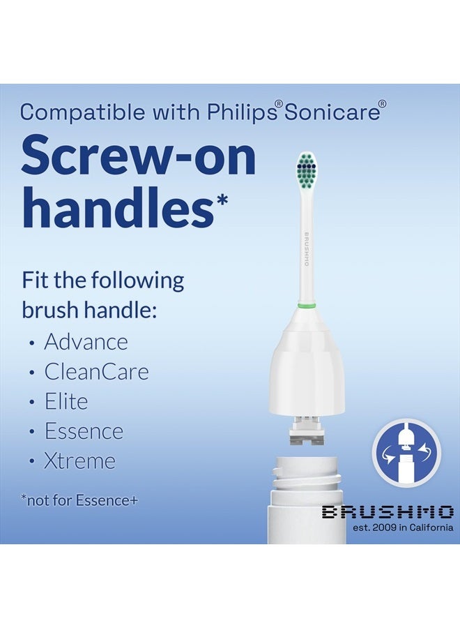 Replacement Toothbrush Heads Compatible with Philips Sonicare E-Series HX7012 HX7022 HX7023 Compact Size Head fits Essence and Screw-On Electric Toothbrush, BM716, 6 Pack - Brushmo