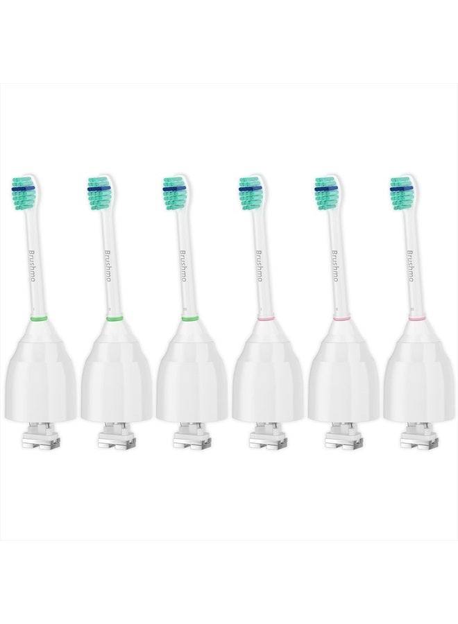 Replacement Toothbrush Heads Compatible with Philips Sonicare E-Series HX7012 HX7022 HX7023 Compact Size Head fits Essence and Screw-On Electric Toothbrush, BM716, 6 Pack - Brushmo