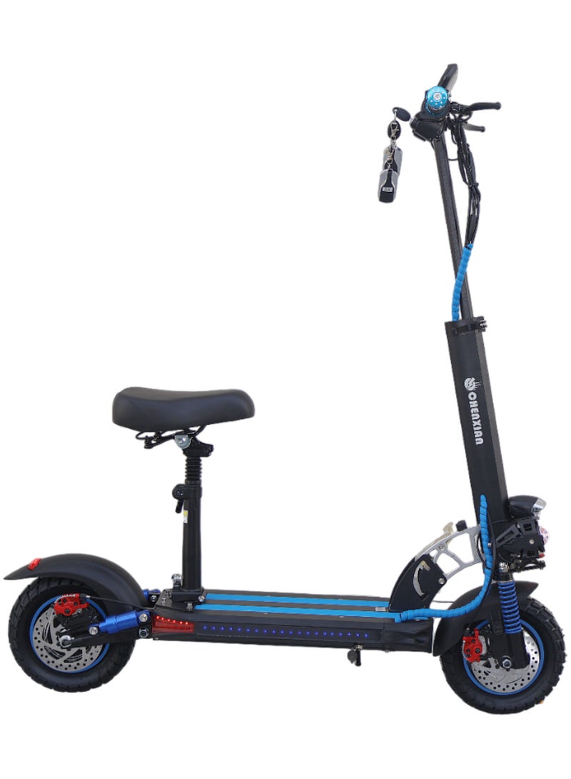 Electric Scooter 1000W Motor 48V10Ah Battery 35 to 45Km Range Max Speed 55KmpH 4 Suspension Led Lights & Digital Display  E10