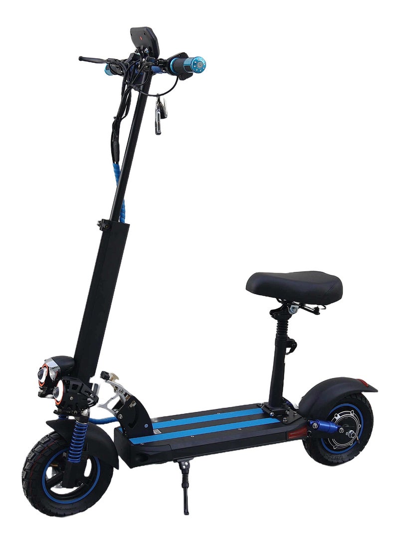 Electric Scooter 1000W Motor 48V10Ah Battery 35 to 45Km Range Max Speed 55KmpH 4 Suspension Led Lights & Digital Display  E10