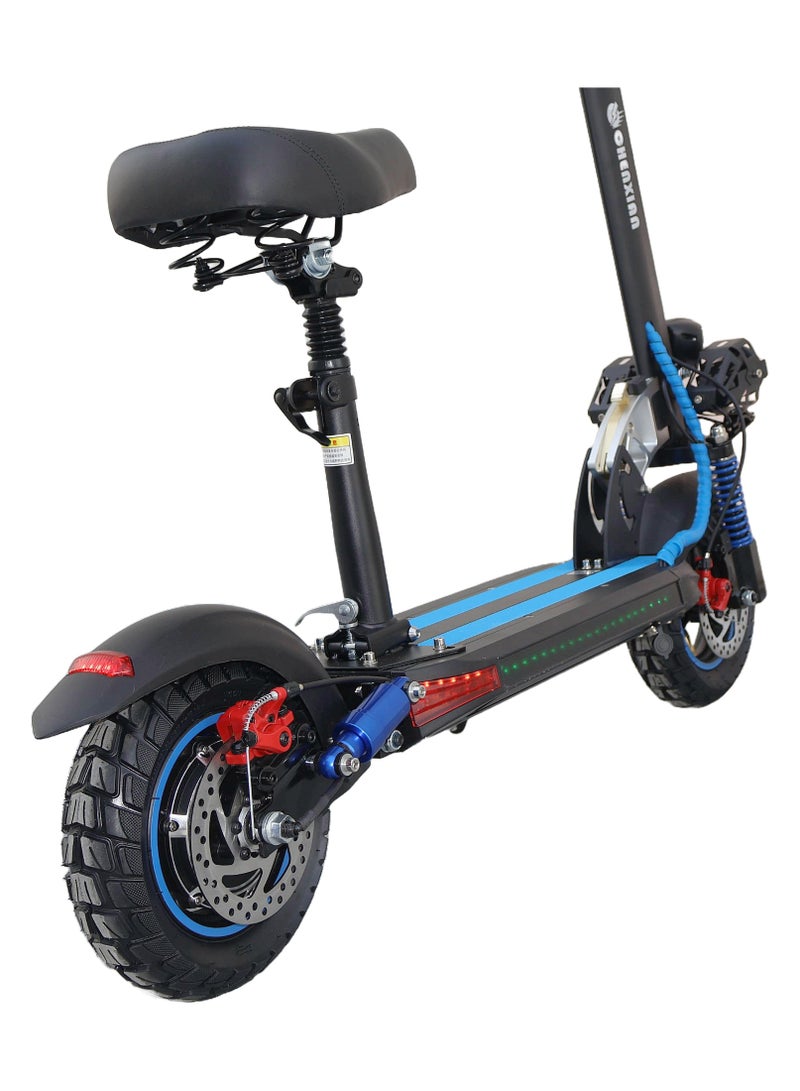 Electric Scooter 1000W Motor 48V10Ah Battery 35 to 45Km Range Max Speed 55KmpH 4 Suspension Led Lights & Digital Display  E10