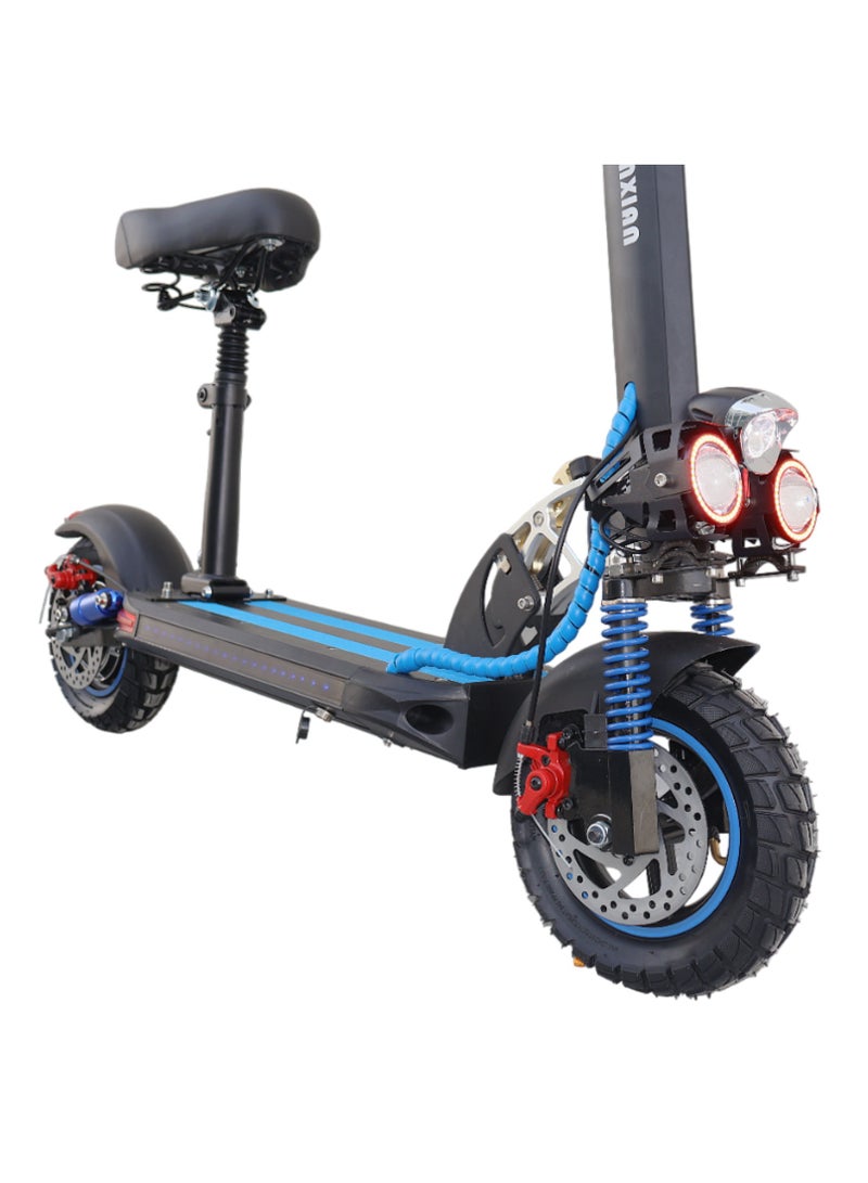 Electric Scooter 1000W Motor 48V10Ah Battery 35 to 45Km Range Max Speed 55KmpH 4 Suspension Led Lights & Digital Display  E10