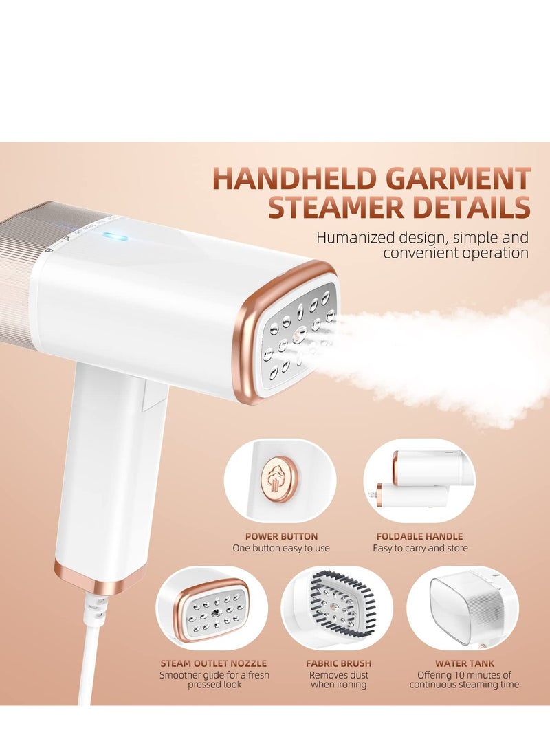 Steamer for Clothes Foldable Handheld Clothing Wrinkles Remover for Garments 20 Second Fast Heat up Portable 120ml Fabric Wrinkle Remover with Brush and Measure cup for Home Office Travel