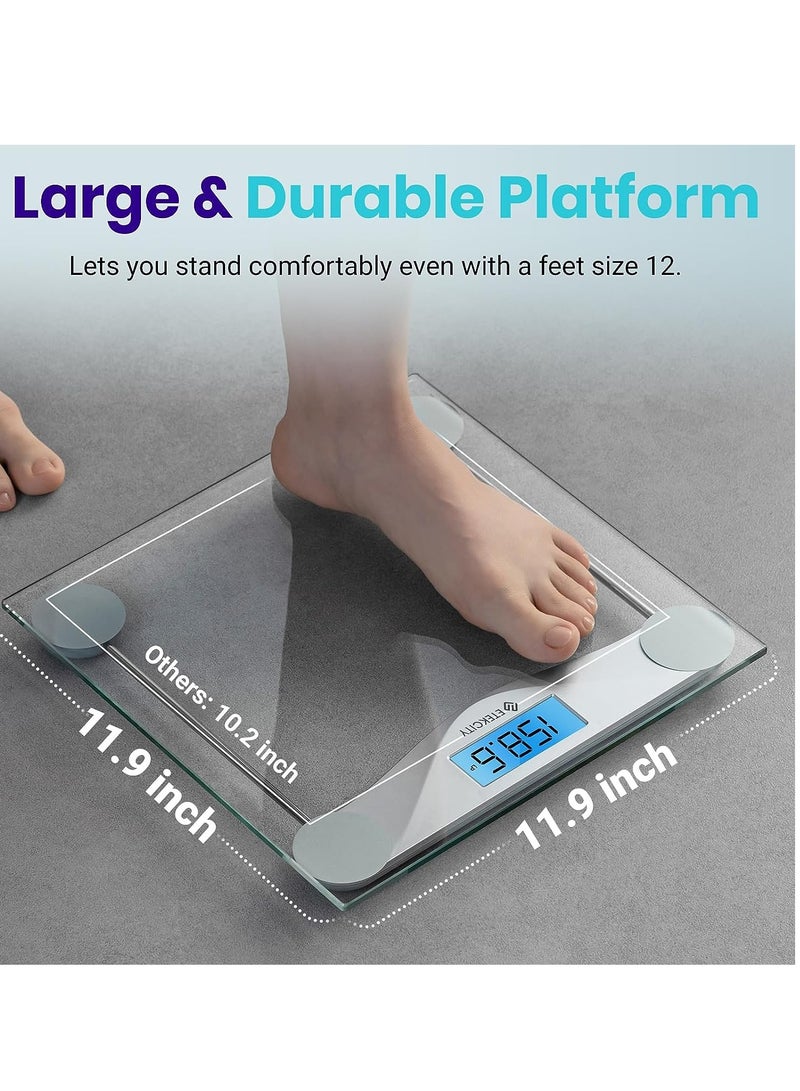 Etekcity Bathroom Scale for Body Weight, Digital Weighing Machine for People, Accurate & Large LCD Backlight Display, 6mm Tempered Glass, 400 lbs