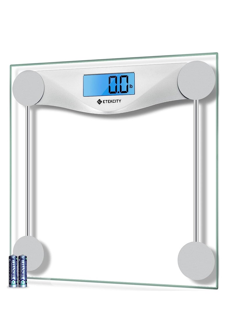 Etekcity Bathroom Scale for Body Weight, Digital Weighing Machine for People, Accurate & Large LCD Backlight Display, 6mm Tempered Glass, 400 lbs