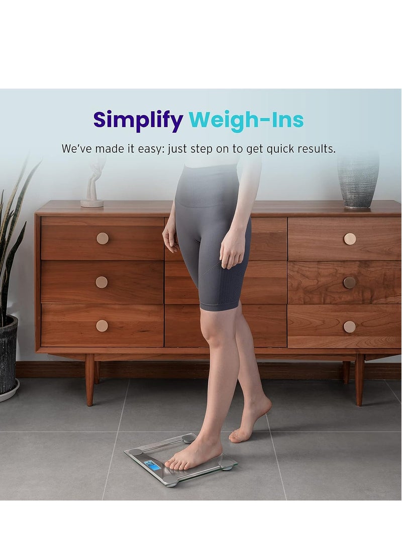 Etekcity Bathroom Scale for Body Weight, Digital Weighing Machine for People, Accurate & Large LCD Backlight Display, 6mm Tempered Glass, 400 lbs