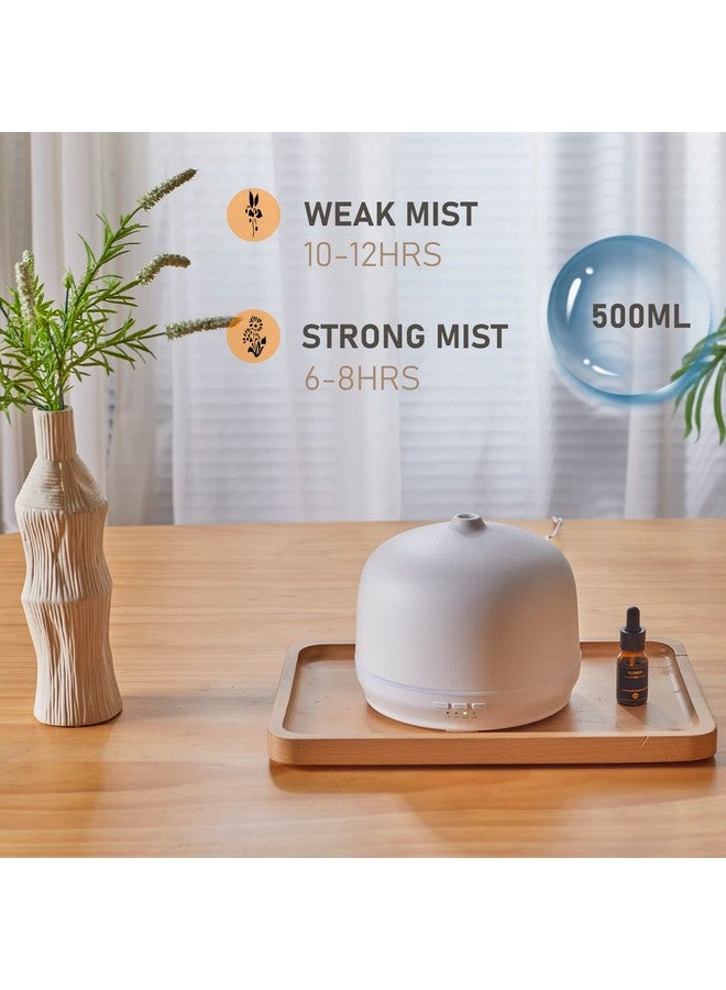 Ceramic Essential Oil Diffusers For Home Large Room Aromatherapy Scent Air Diffuser Ultrasonic Aroma Defusers 500Ml With Timedwhite