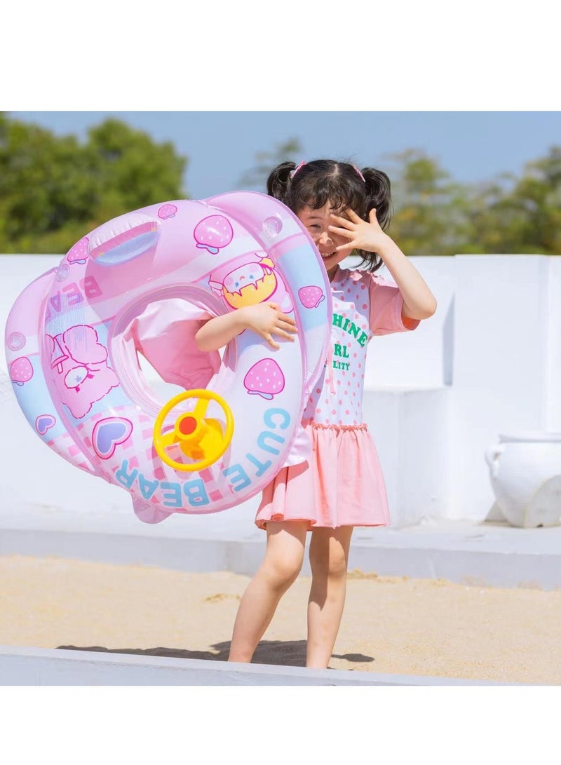 Children's Inflatable Float,Outdoor Swimming Seat Ring with Fun Horn,Complimentary Pum,Kid's Swimming Ring, 75cm