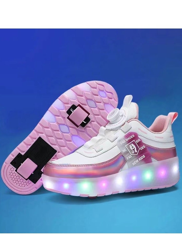 LED Flash Light Fashion Shiny Sneaker Skate Shoes With Wheels And Lightning Sole