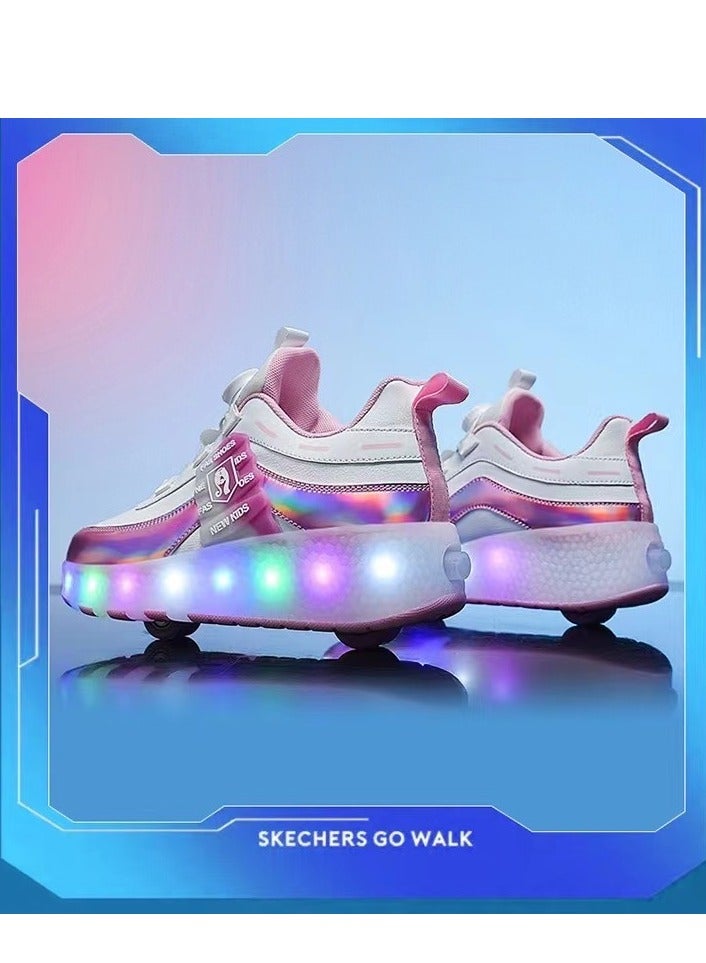 LED Flash Light Fashion Shiny Sneaker Skate Shoes With Wheels And Lightning Sole