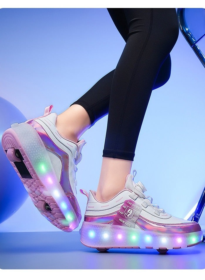 LED Flash Light Fashion Shiny Sneaker Skate Shoes With Wheels And Lightning Sole