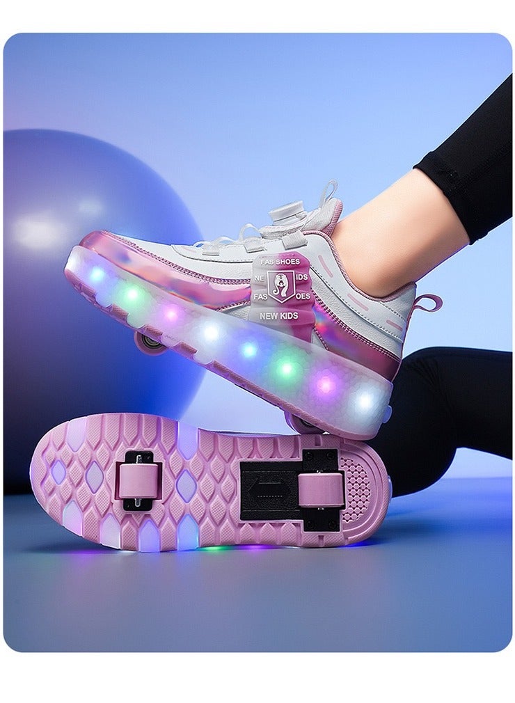 LED Flash Light Fashion Shiny Sneaker Skate Shoes With Wheels And Lightning Sole