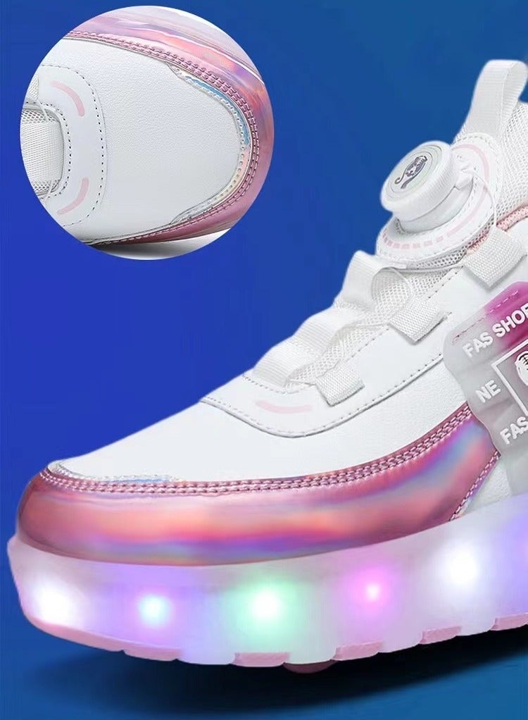 LED Flash Light Fashion Shiny Sneaker Skate Shoes With Wheels And Lightning Sole