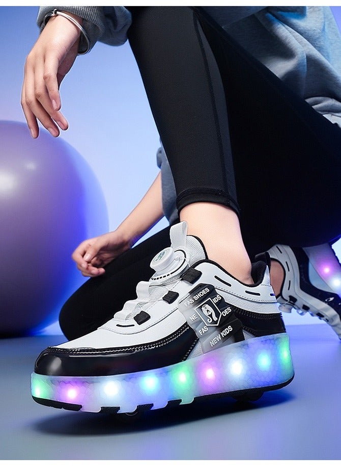 LED Flash Light Fashion Shiny Sneaker Skate Shoes With Wheels And Lightning Sole