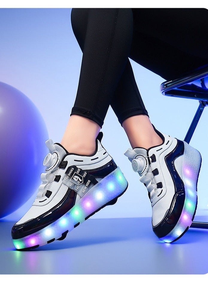 LED Flash Light Fashion Shiny Sneaker Skate Shoes With Wheels And Lightning Sole