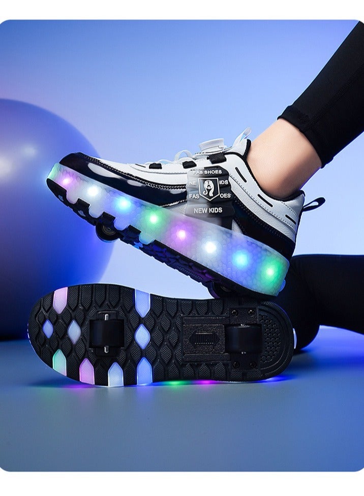 LED Flash Light Fashion Shiny Sneaker Skate Shoes With Wheels And Lightning Sole