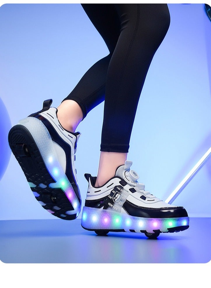 LED Flash Light Fashion Shiny Sneaker Skate Shoes With Wheels And Lightning Sole