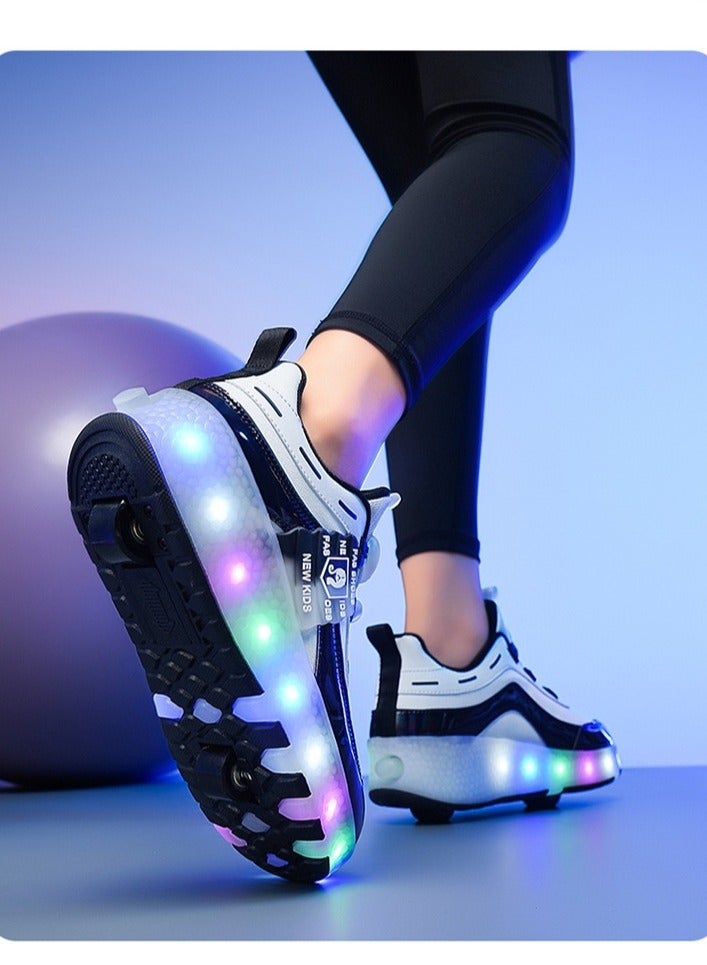 LED Flash Light Fashion Shiny Sneaker Skate Shoes With Wheels And Lightning Sole