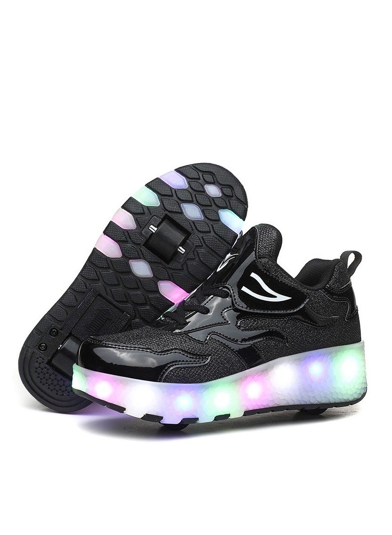 LED Flash Light Fashion Shiny Sneaker Skate Shoes With Wheels And Lightning Sole