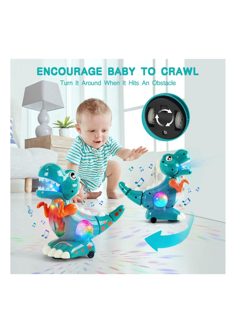 Baby Crawling Dinosaur Toys  Baby Musical Toy Musical Light Interactive Walking Sensory Toys Automatically Avoid Obstacles Birthday Present Dino Gifts for Kids Toddler