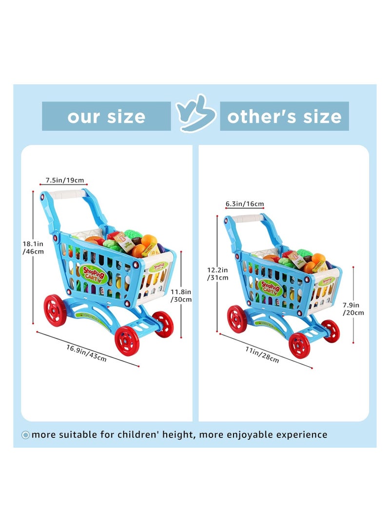 Mini Shopping Cart With Full Grocery Food Toy Playset