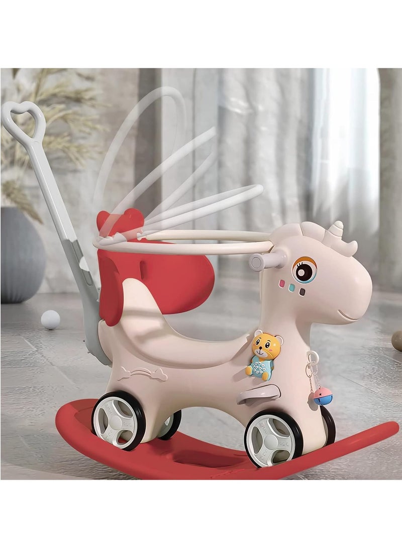 Battery-Operated Gender Neutral Rocking Horse Toy for 2-Year-Olds with Easy Installation - Rocking Horses & Back & Guardrail