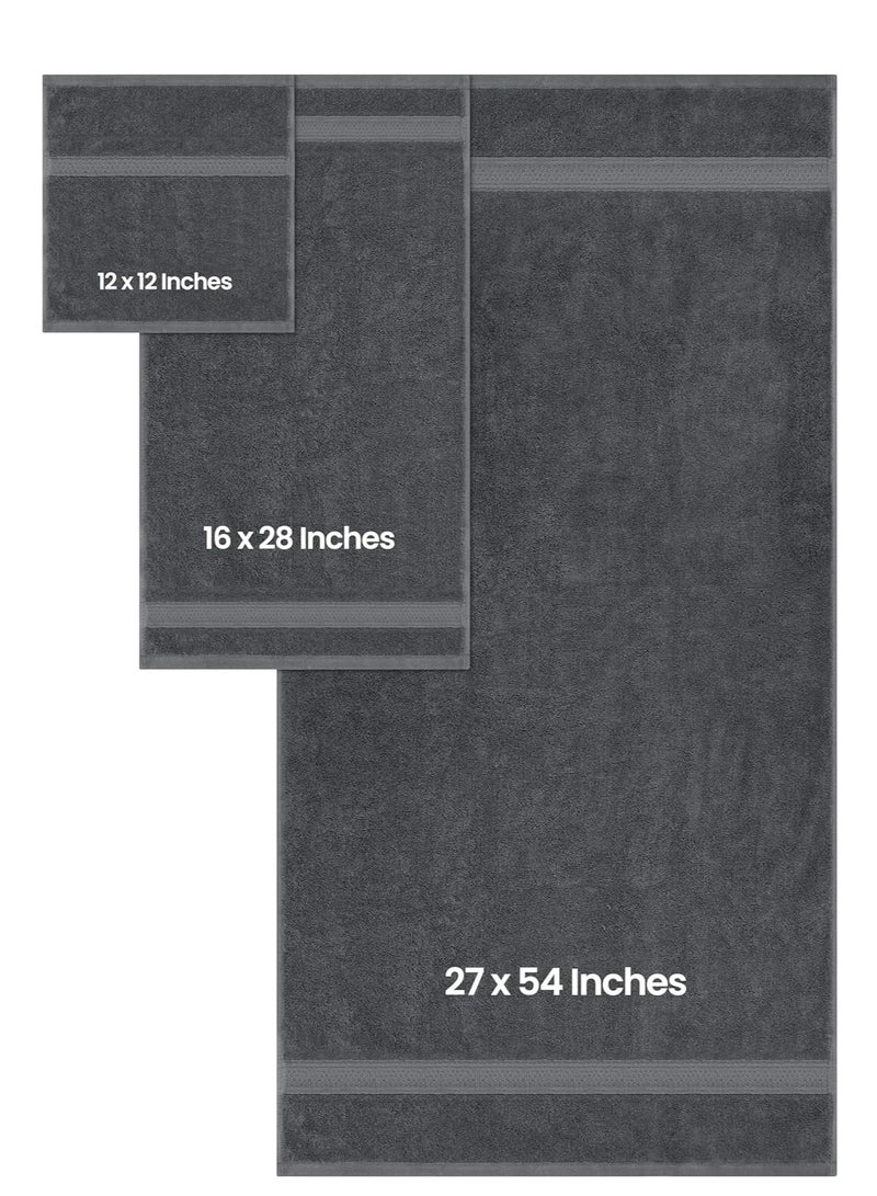 Utopia Towels 8-Piece Premium Towel Set, 2 Bath Towels, 2 Hand Towels, and 4 Wash Cloths, 600 GSM 100% Ring Spun Cotton Highly Absorbent Towels for Bathroom, Gym, Hotel, and Spa (Grey)