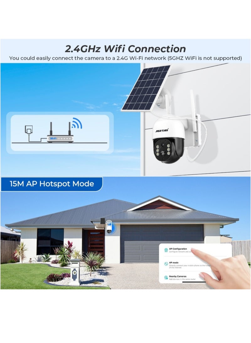 6MP 4G Wireless Solar Outdoor Camera, Color Night Vision, IP66 Weatherproof, Motion Detection, Motion Tracking, Two Way Audio, 10800 mAh Big Battery, 8 Watt Fast Charging Solar Panel, 24/7 Recording