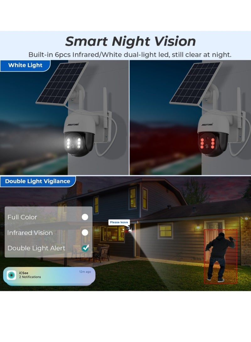 6MP 4G Wireless Solar Outdoor Camera, Color Night Vision, IP66 Weatherproof, Motion Detection, Motion Tracking, Two Way Audio, 10800 mAh Big Battery, 8 Watt Fast Charging Solar Panel, 24/7 Recording