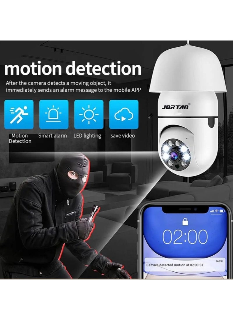 Jortan E27 2MP Light Bulb camera, Color Night Vision, Motion Detection, Two Way Talking, Built in Flash, HD Picture, PTZ Control