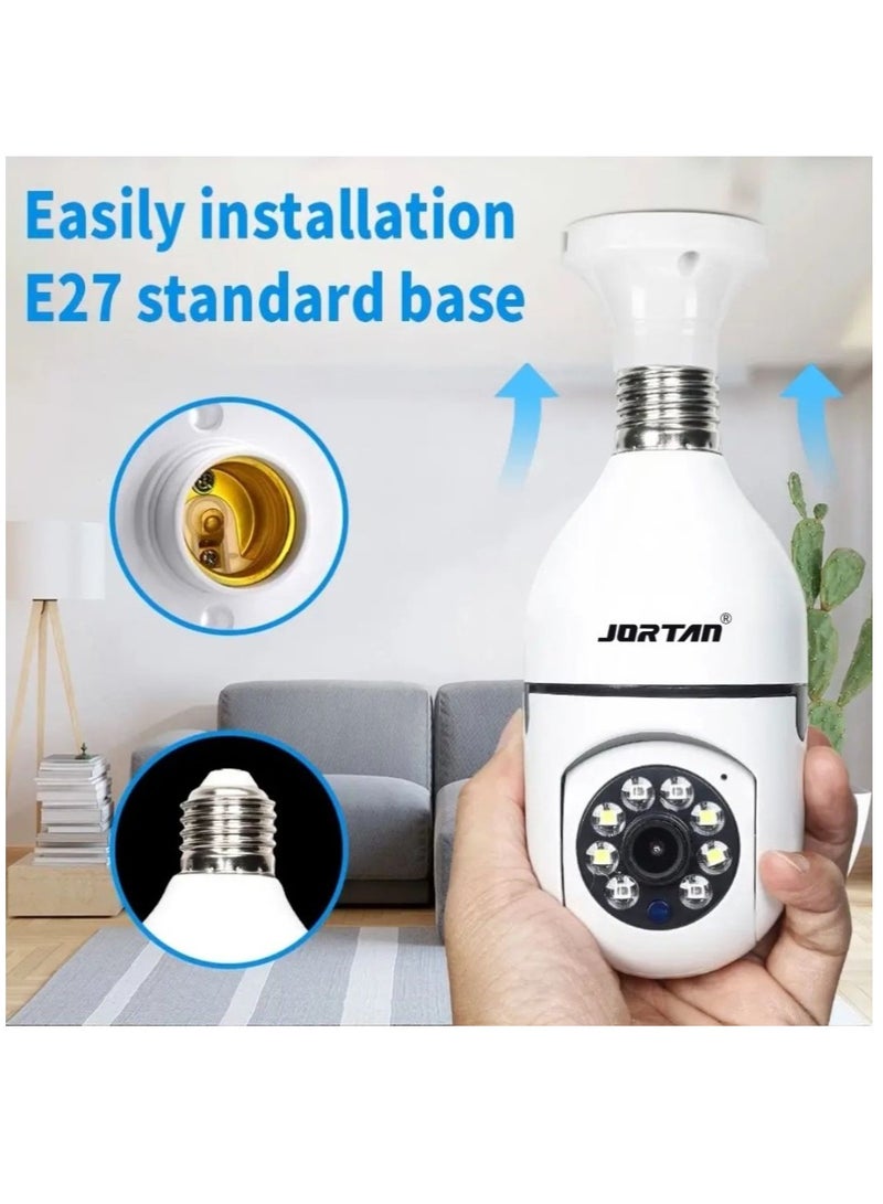 Jortan E27 2MP Light Bulb camera, Color Night Vision, Motion Detection, Two Way Talking, Built in Flash, HD Picture, PTZ Control