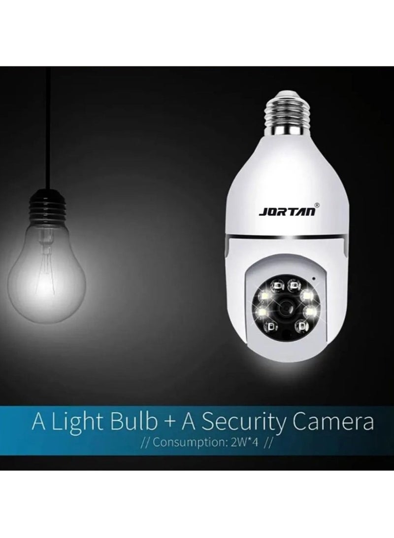 Jortan E27 2MP Light Bulb camera, Color Night Vision, Motion Detection, Two Way Talking, Built in Flash, HD Picture, PTZ Control