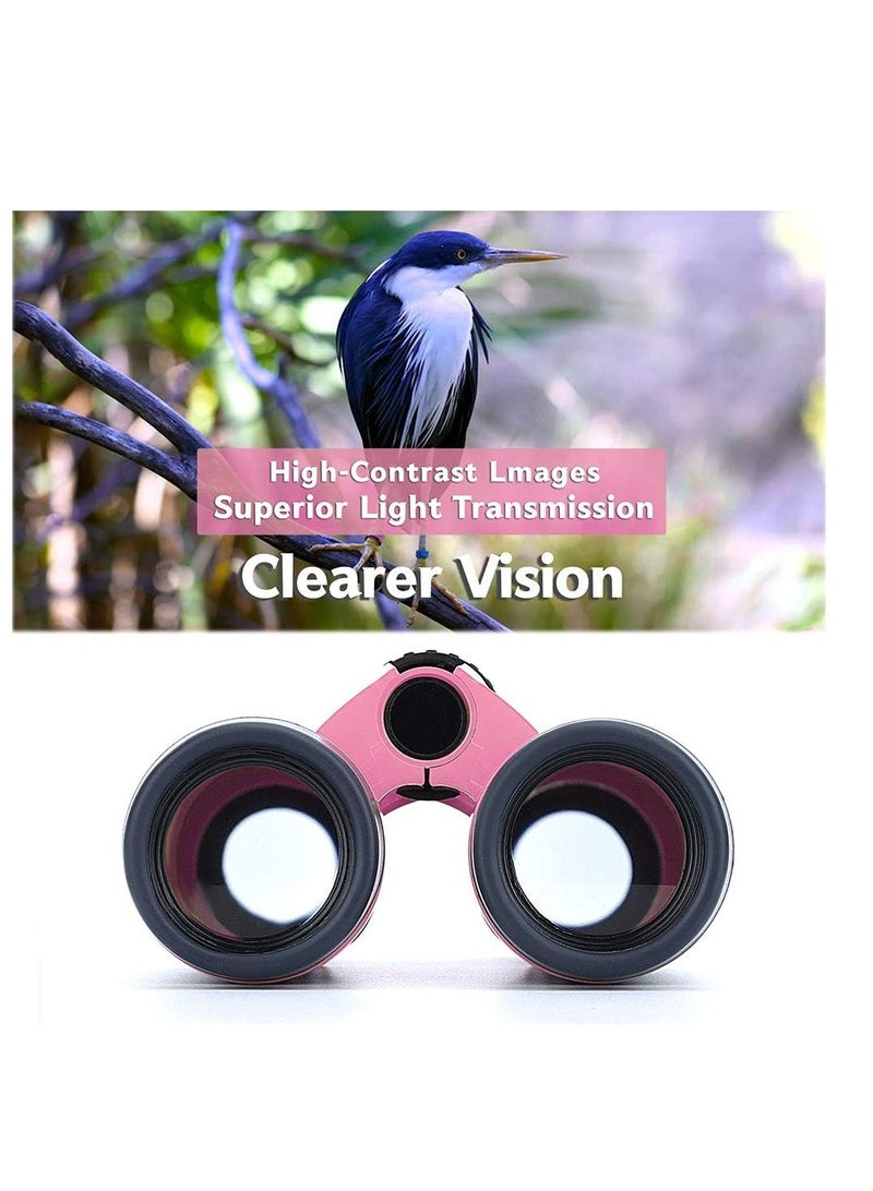 Compact Binoculars for Kids Bird Watching Hiking Camping Fishing Accessories Gear Essentials Best Toy Gifts for Boys Girls Children Toddler Waterproof 5X30 Optical Lens Including Compass