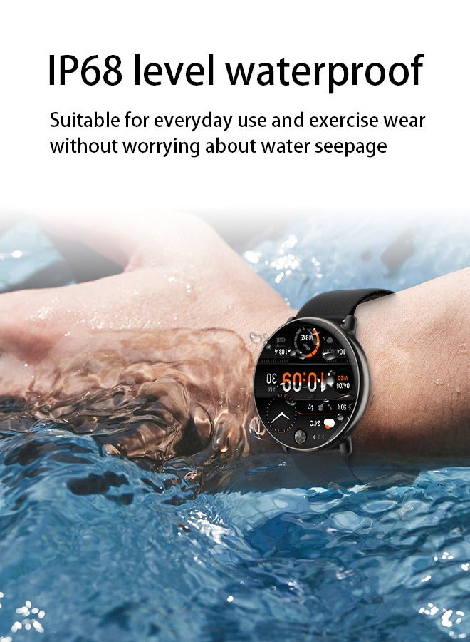 Korean Brand Smart Watch Y6，Business Smartwatch, Waterproof Fitness Watch, Bluetooth Calling, Compatible with Android and iOS, Smart Watch for men, AMOLED Display, Heart Rate Monitoring, Black