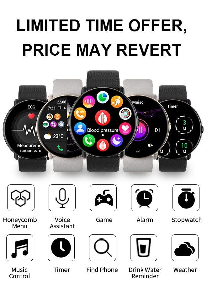 Korean Brand Smart Watch Y6，Business Smartwatch, Waterproof Fitness Watch, Bluetooth Calling, Compatible with Android and iOS, Smart Watch for men, AMOLED Display, Heart Rate Monitoring, Black